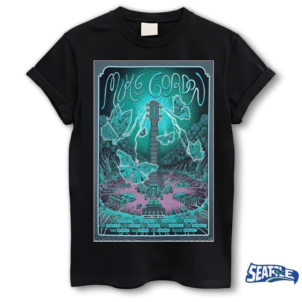 Official Mike Gordon March Tour 2026 Woodstock, NY Nashville, TN and Burlington VT Poster t-shirt