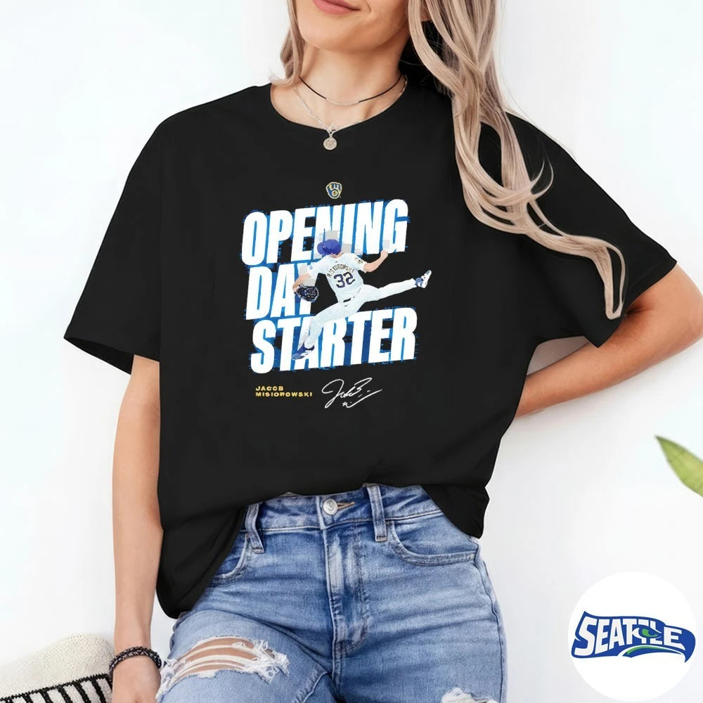 Official Milwaukee Brewers Jacob Misiorowski Opening Day Starter Signature t-shirt