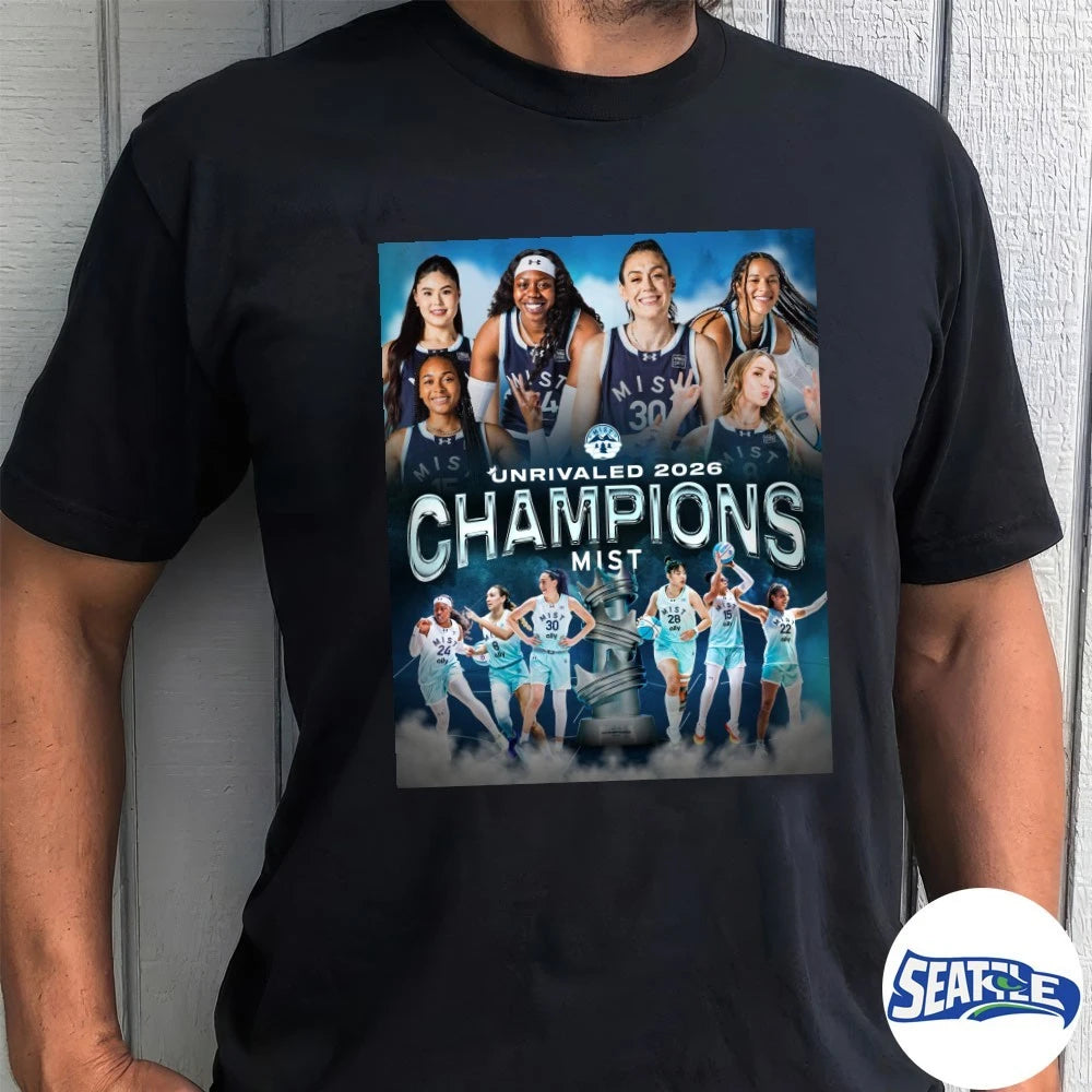 Official Mist Team Unrivaled Basketball 2026 Champions Poster t-shirt