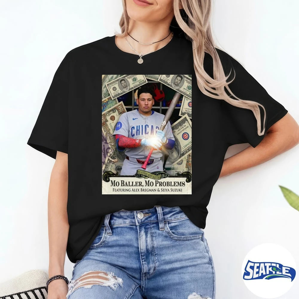 Official Mo Baller Mo Problem Featuring Alex Bregman And Seiya Suzuki Poster t-shirt