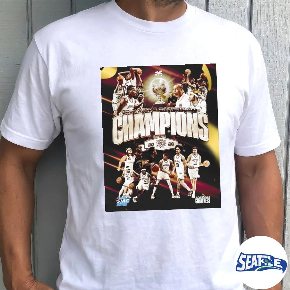 Official Morehouse Basketball SIAC Men’s Basketball Champions 2026 Achieving Greatness Poster t-shirt