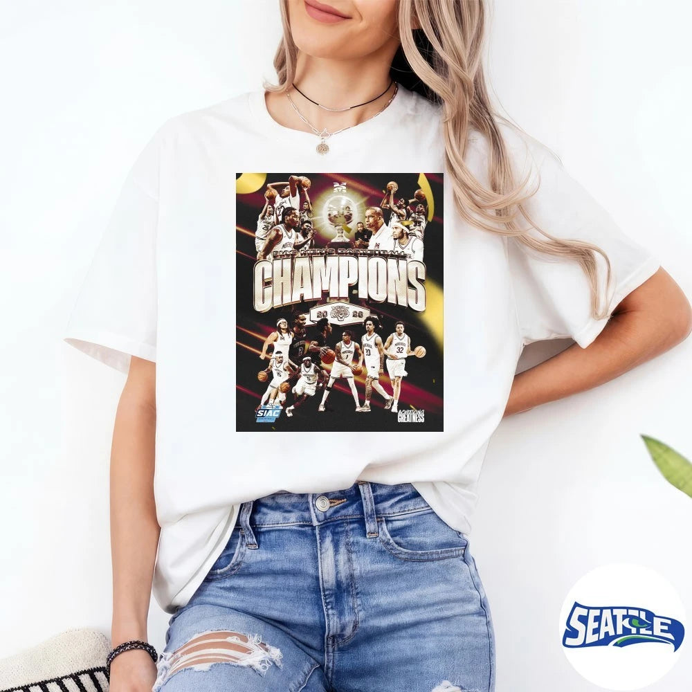 Official Morehouse Basketball SIAC Men’s Basketball Champions 2026 Achieving Greatness Poster t-shirt