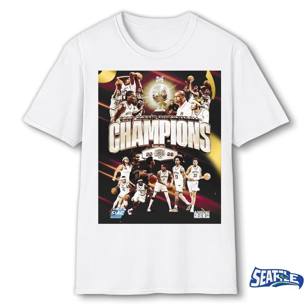 Official Morehouse Basketball SIAC Men’s Basketball Champions 2026 Achieving Greatness Poster t-shirt