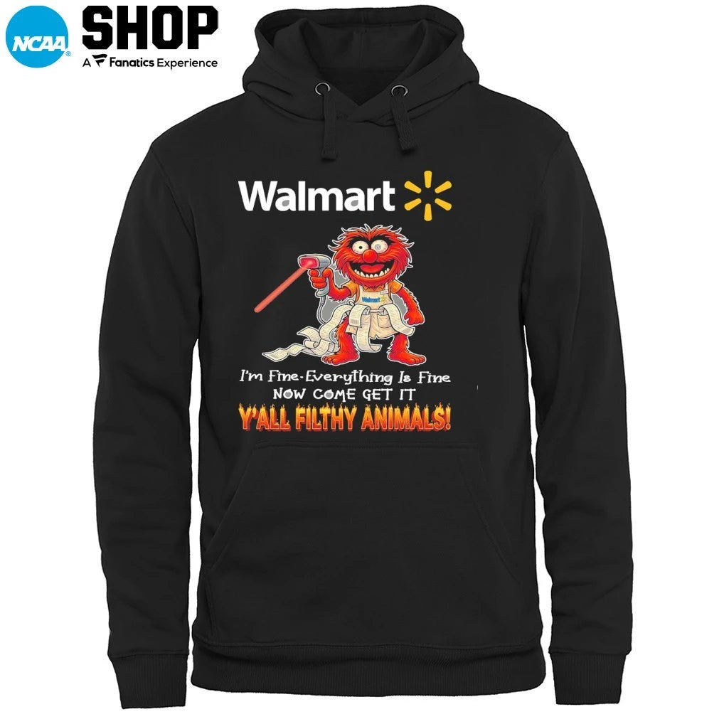Official Muppet x Walmart I’m Fine Everything Is Fine Now Come Get It Y’all Filthy Animals T-Shirt