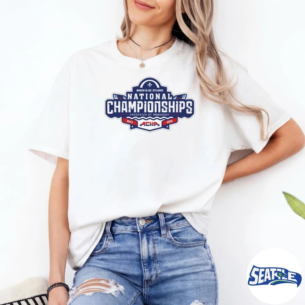Official National Champions ACHA March 12-22 2026 St Louis Logo t-shirt