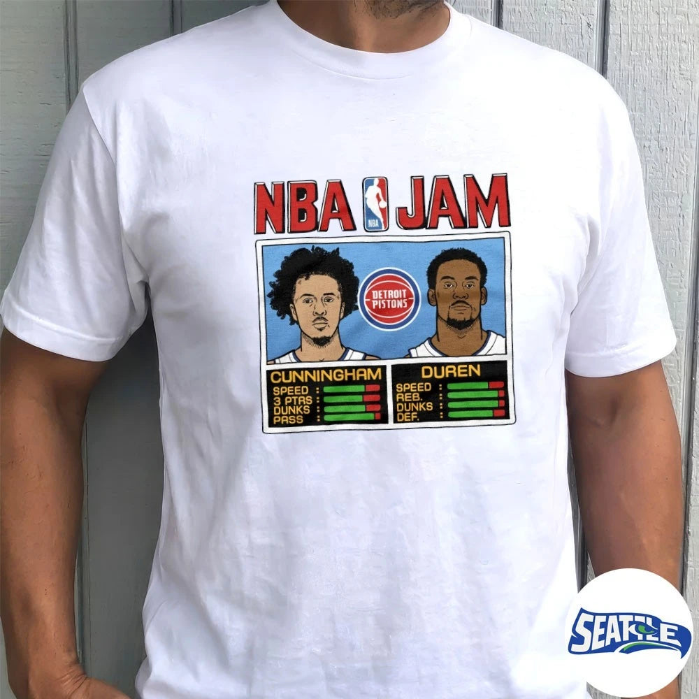 Official NBA Jam Detroit Pistons Cunningham And Duren t-shirt