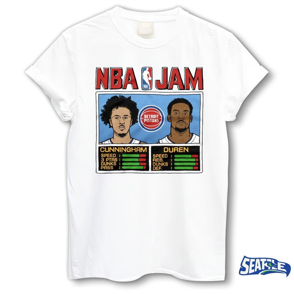 Official NBA Jam Detroit Pistons Cunningham And Duren t-shirt