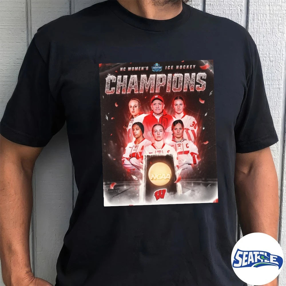 Official NC Wisconsin Badgers Women’s Ice Hockey Champions NCAA 2026 Poster t-shirt