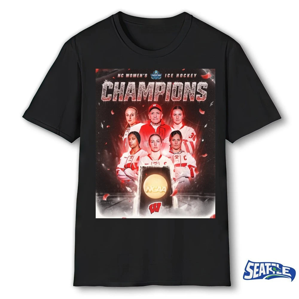 Official NC Wisconsin Badgers Women’s Ice Hockey Champions NCAA 2026 Poster t-shirt