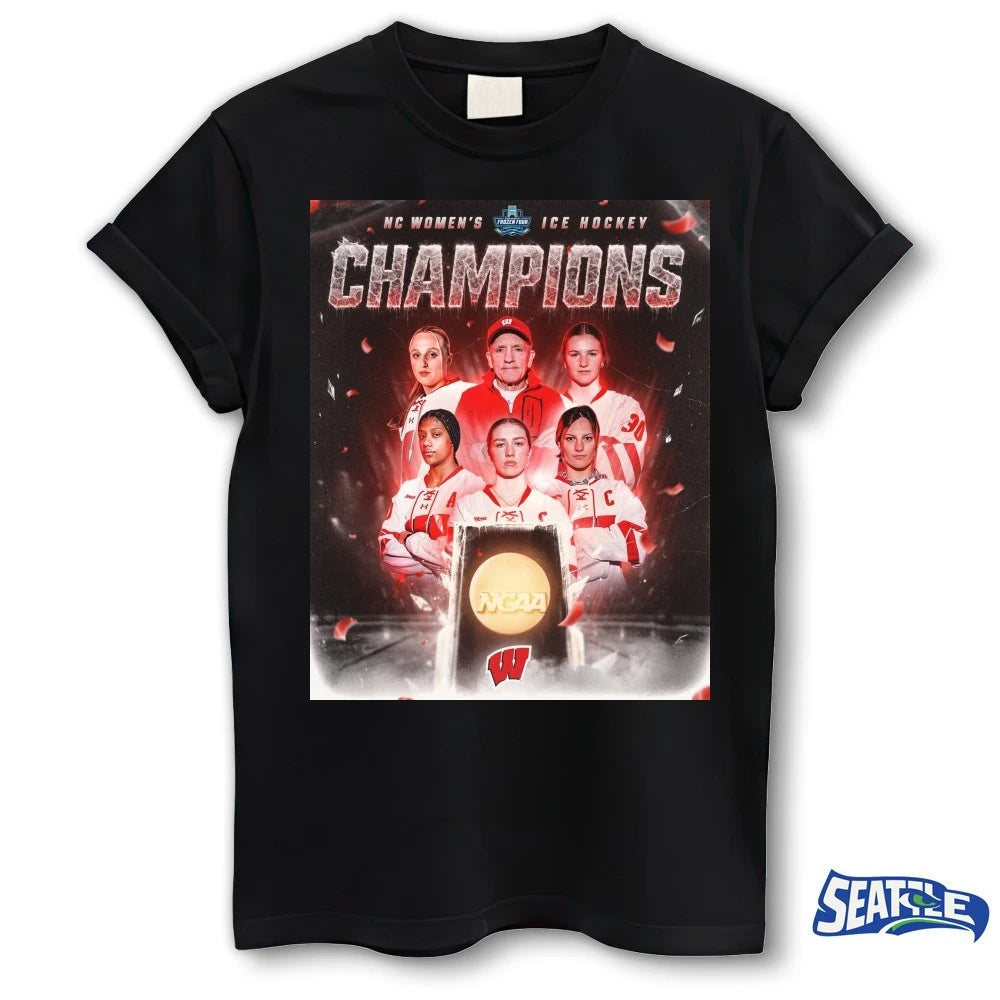 Official NC Wisconsin Badgers Women’s Ice Hockey Champions NCAA 2026 Poster t-shirt