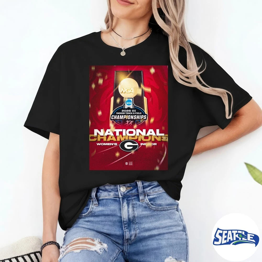 Official NCAA DI Women’s Indoor Track &amp; Field National Championship 2026 Georgia Bulldogs Poster t-shirt