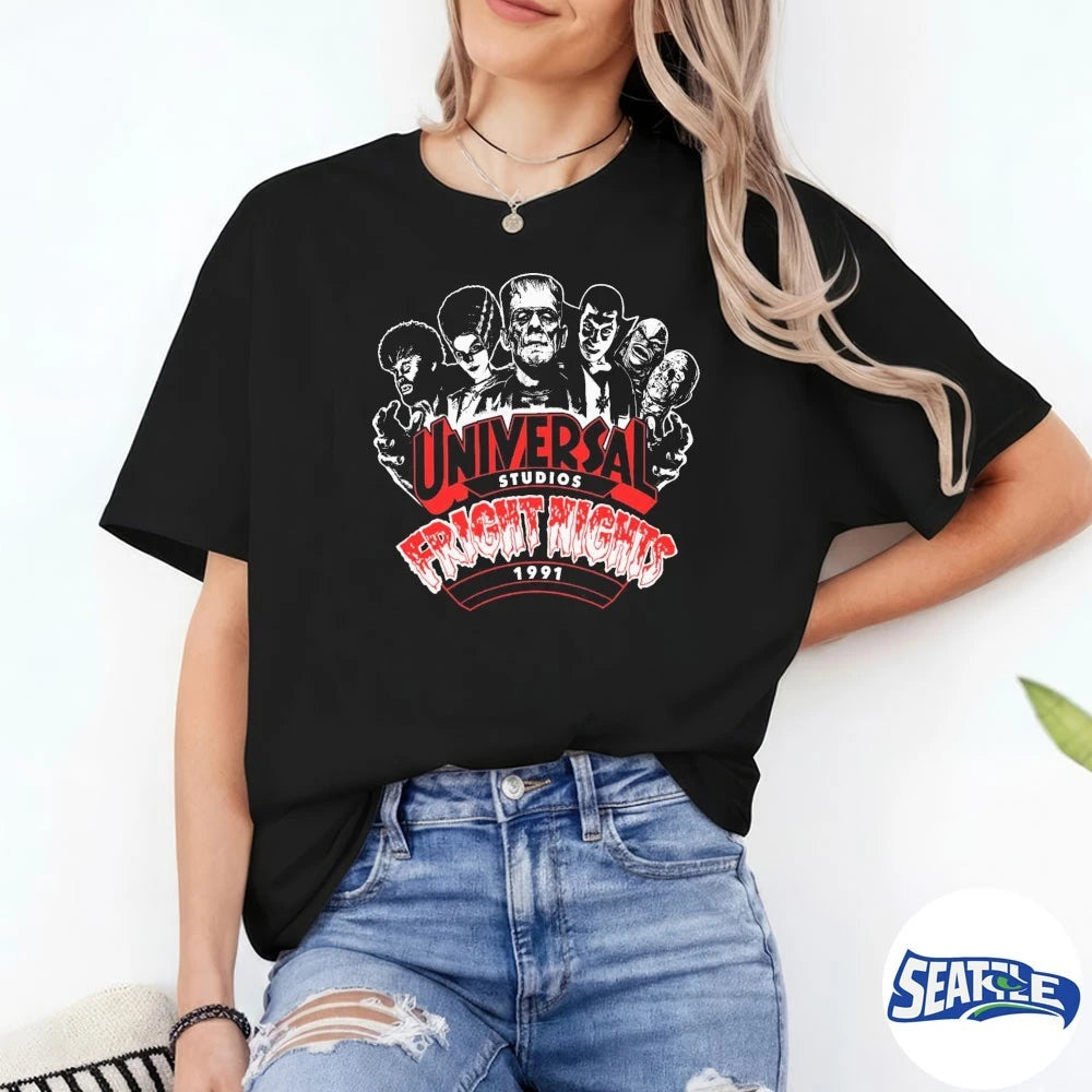 Official New 1991 Universal Studios Fright Nights Graphic t-shirt