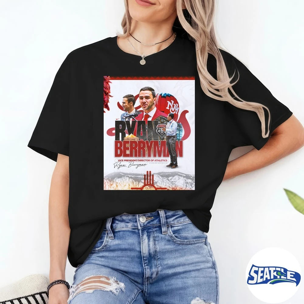 Official New Mexico Lobos Ryan Berryman Vice President Director of Athletics Signature Poster t-shirt