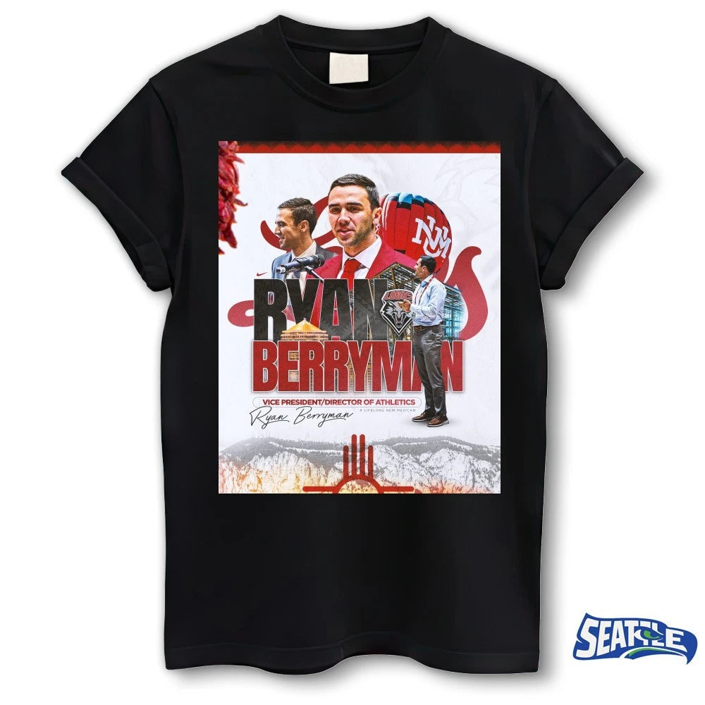 Official New Mexico Lobos Ryan Berryman Vice President Director of Athletics Signature Poster t-shirt