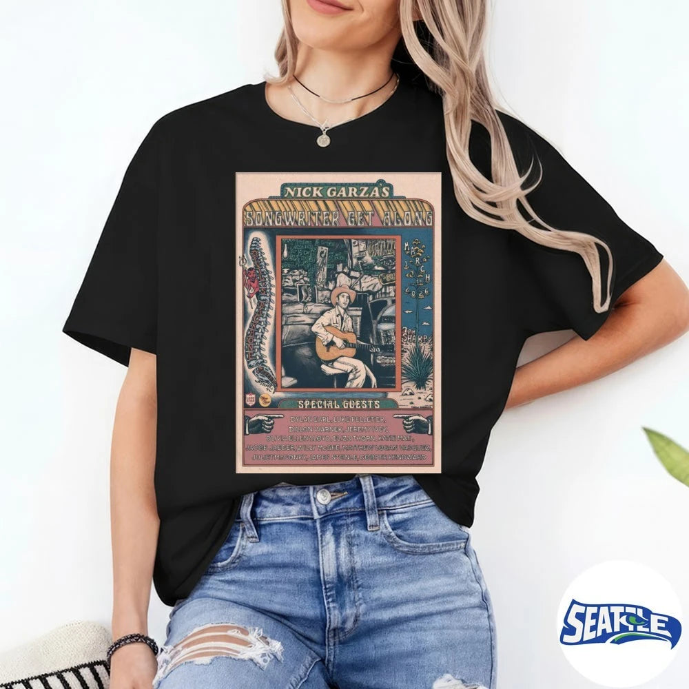 Official Nick Garza’s Songwriter Get Along Fischer TX March 14 2026 Poster t-shirt