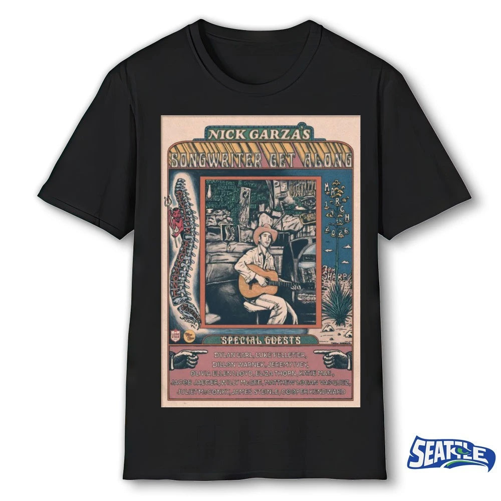 Official Nick Garza’s Songwriter Get Along Fischer TX March 14 2026 Poster t-shirt