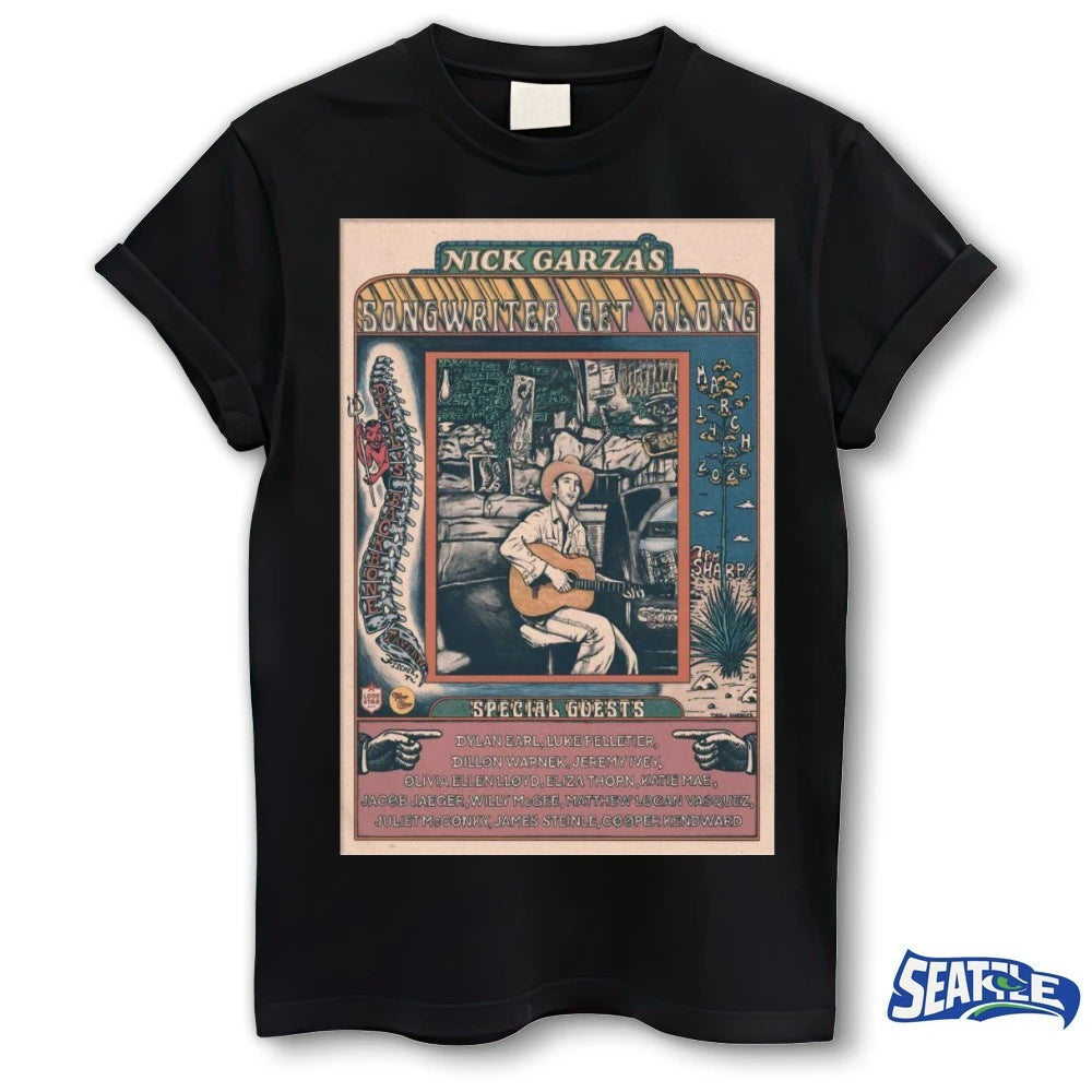 Official Nick Garza’s Songwriter Get Along Fischer TX March 14 2026 Poster t-shirt