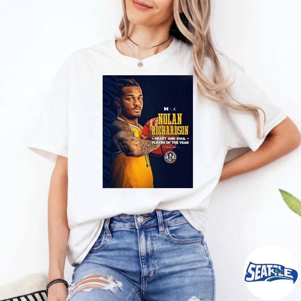 Official Nolan Richardson Michigan Men’s Basketball Heart And Soul Player Of The Year Finalist Poster t-shirt