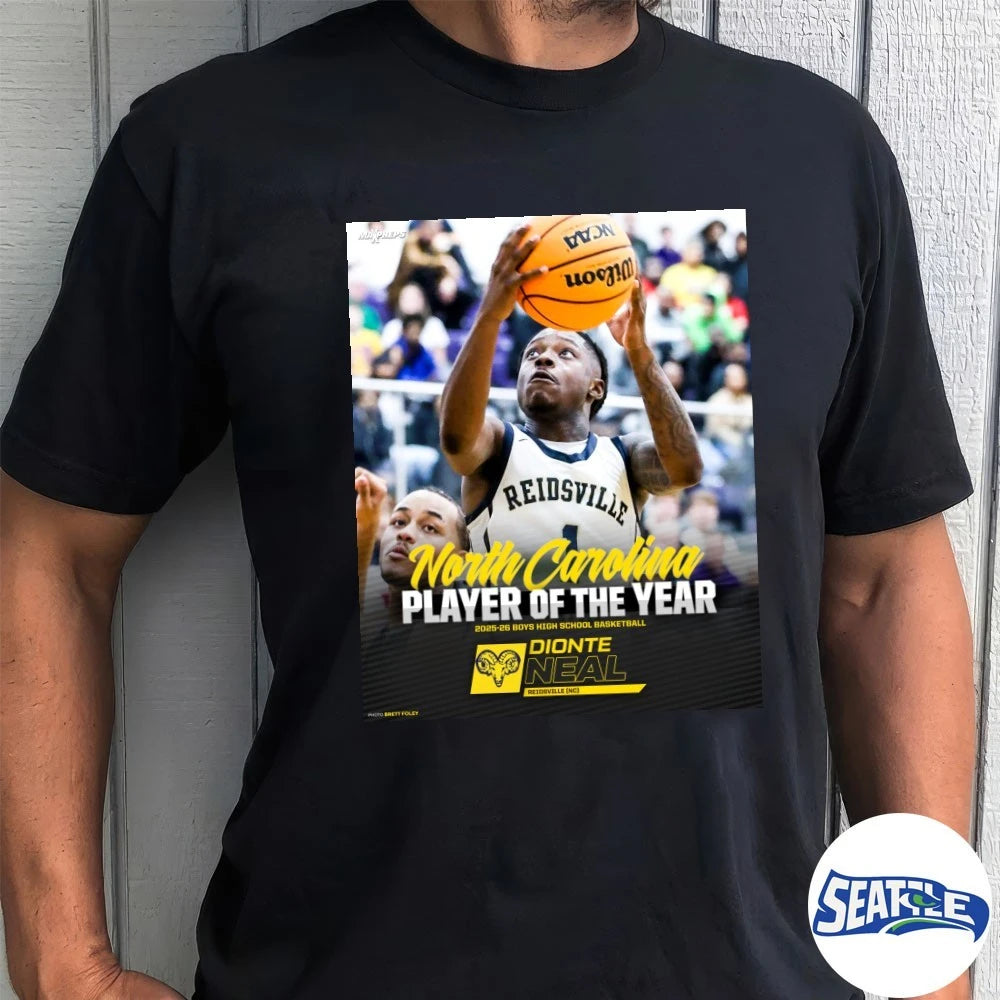 Official North Carolina Player Of The Year 2025-26 High School Basketball Dionte Neal Poster t-shirt