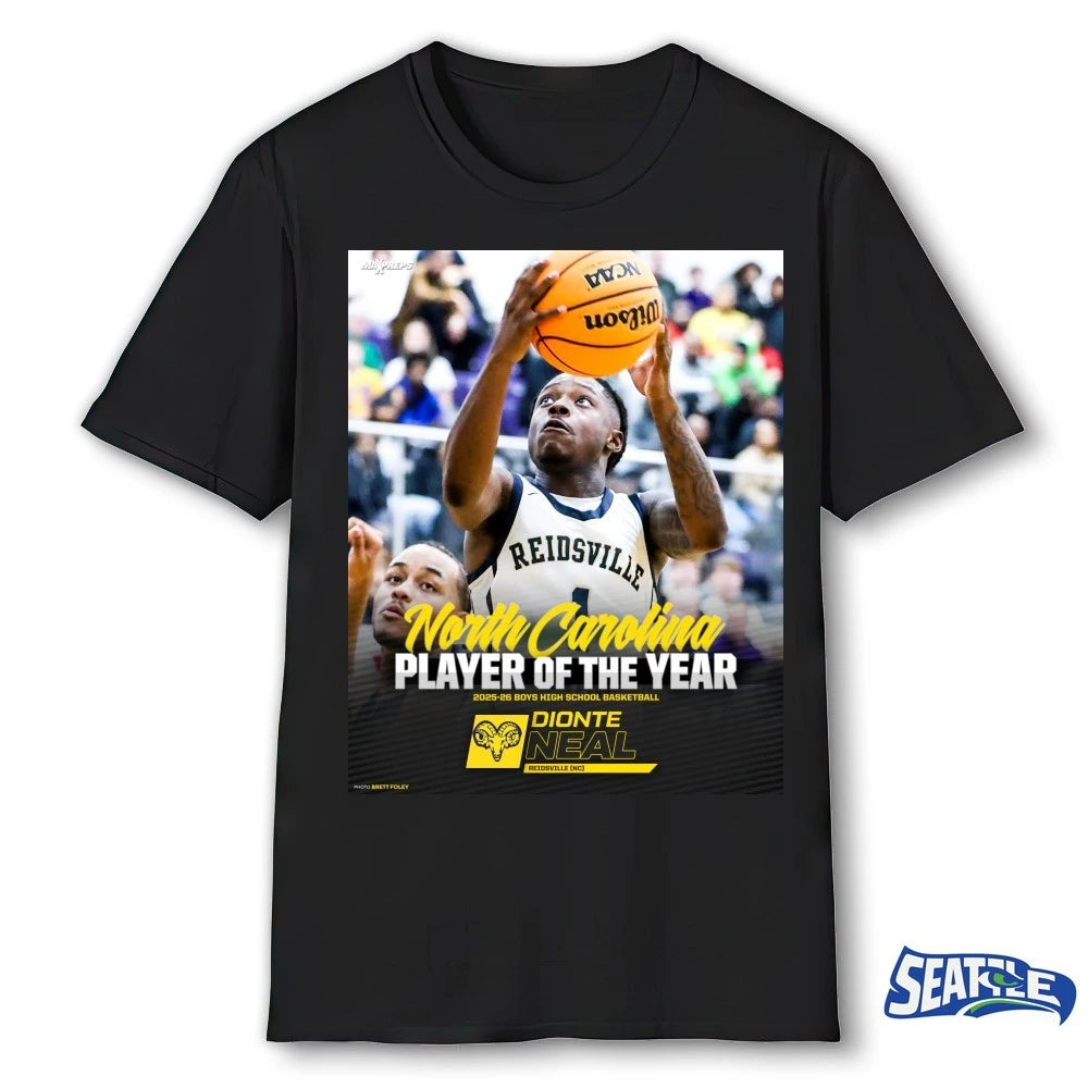 Official North Carolina Player Of The Year 2025-26 High School Basketball Dionte Neal Poster t-shirt