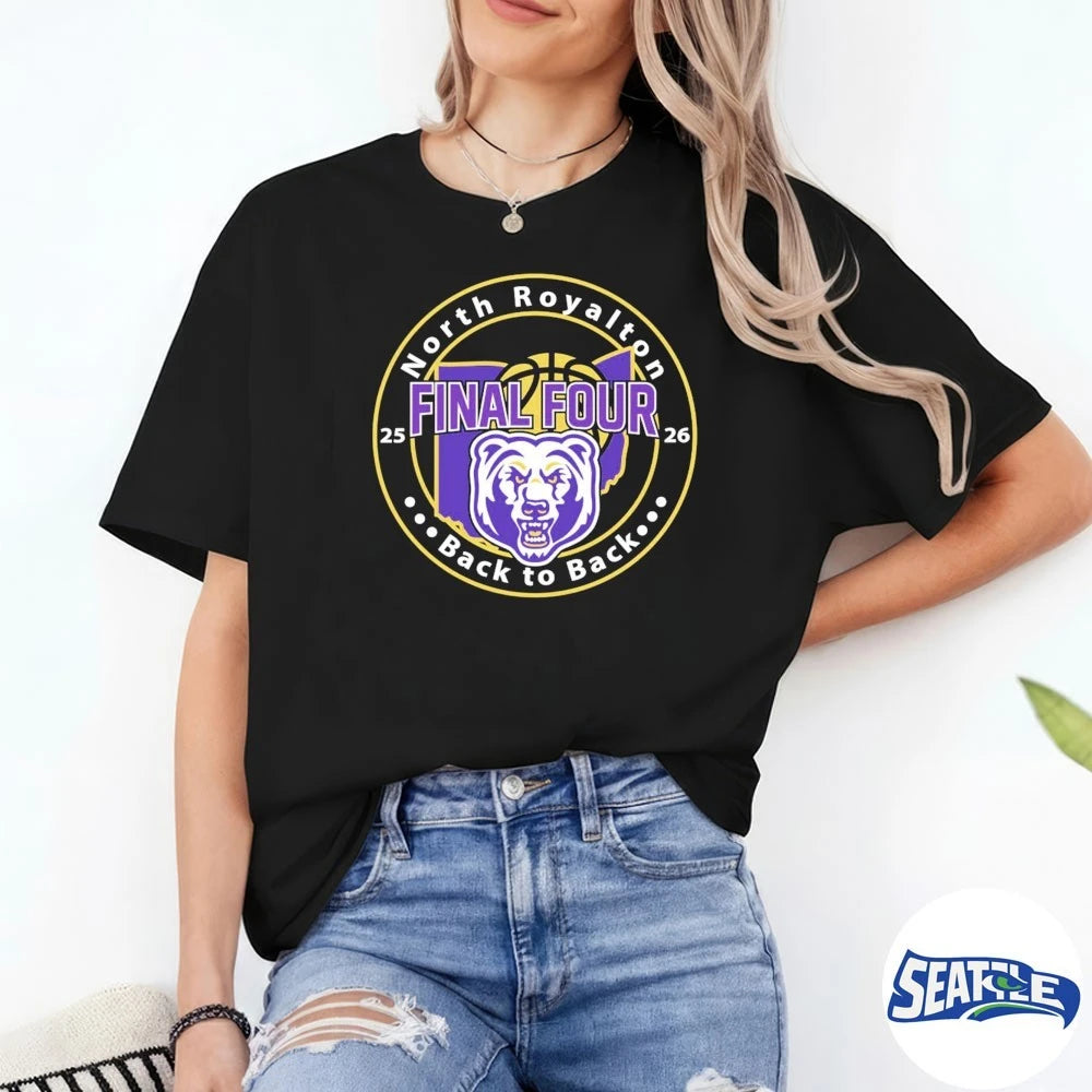 Official North Royalton Back To Back Final Four 2026 Logo t-shirt