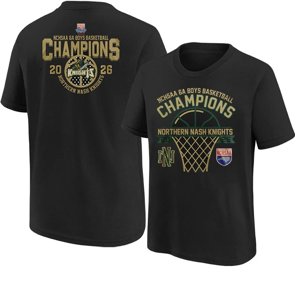 Official Northern Nash Knights 2026 NCHSAA 6A Boys Basketball Champions T-Shirt