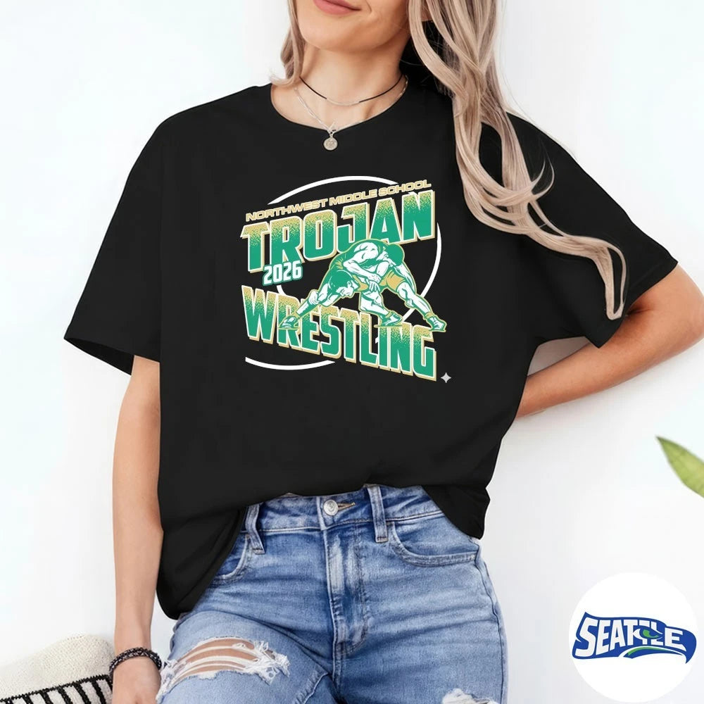 Official Northwest Middle School Trojan Wrestling 2026 t-shirt