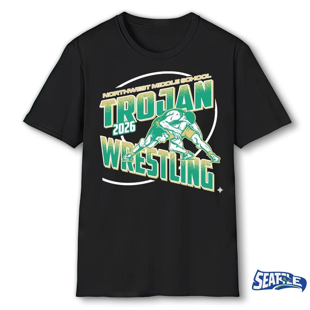 Official Northwest Middle School Trojan Wrestling 2026 t-shirt