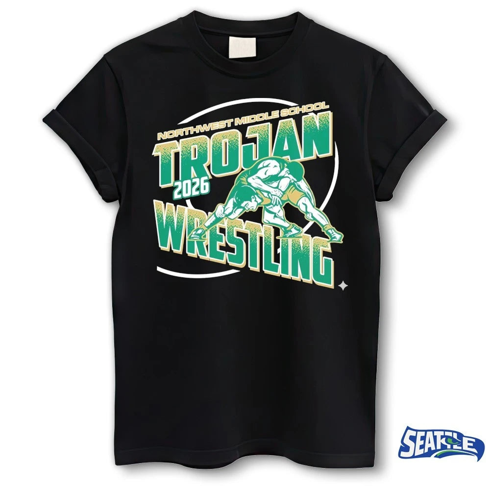 Official Northwest Middle School Trojan Wrestling 2026 t-shirt