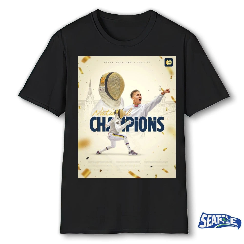Official Notre Dame Fighting Irish Men’s Fencing National Champions 2026 Poster t-shirt