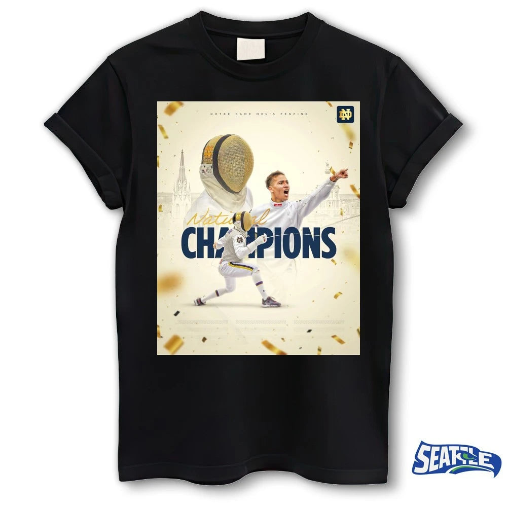 Official Notre Dame Fighting Irish Men’s Fencing National Champions 2026 Poster t-shirt