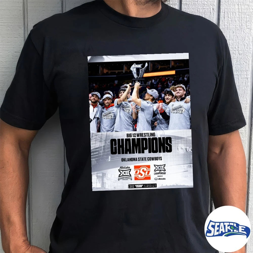 Official Oklahoma State Cowboys Big 12 Wrestling Championship BOK Center 2026 Poster t-shirt