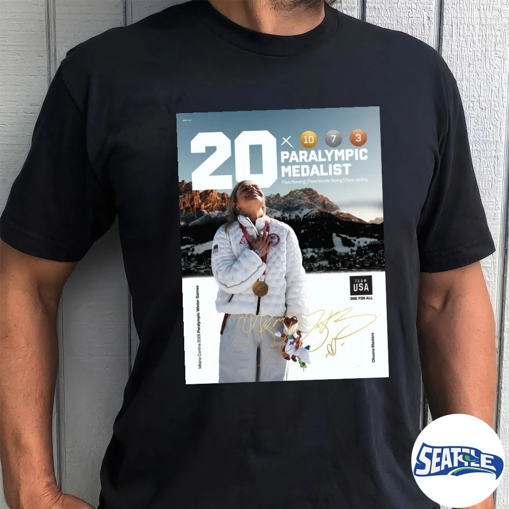 Official Oksana Masters 20th Paralympic Medalist Para Rowing Para Nordic Skiing Para-Cycling Signature Poster t-shirt
