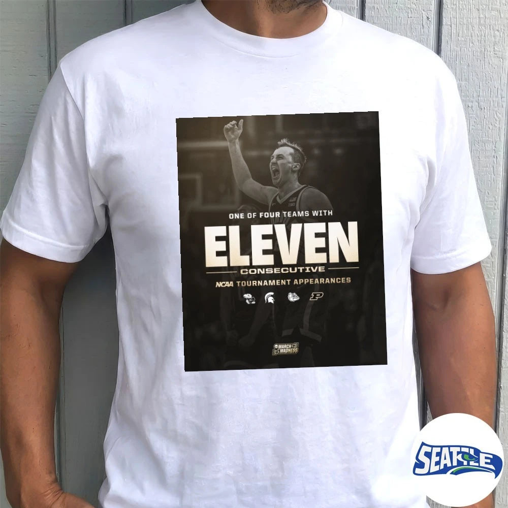 Official One Of Four Teams With Eleven Consecutive NCAA Tournament Appearances March Madness Poster t-shirt