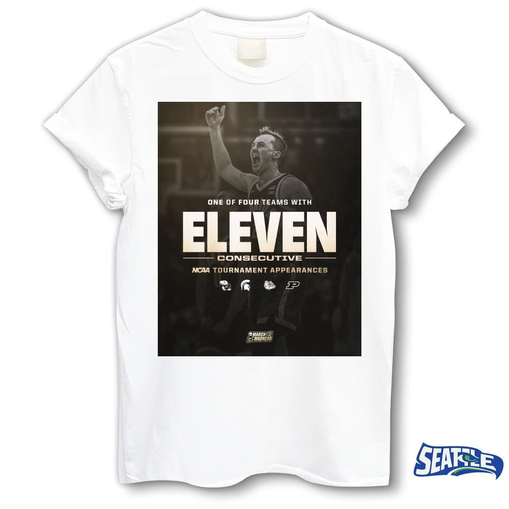 Official One Of Four Teams With Eleven Consecutive NCAA Tournament Appearances March Madness Poster t-shirt