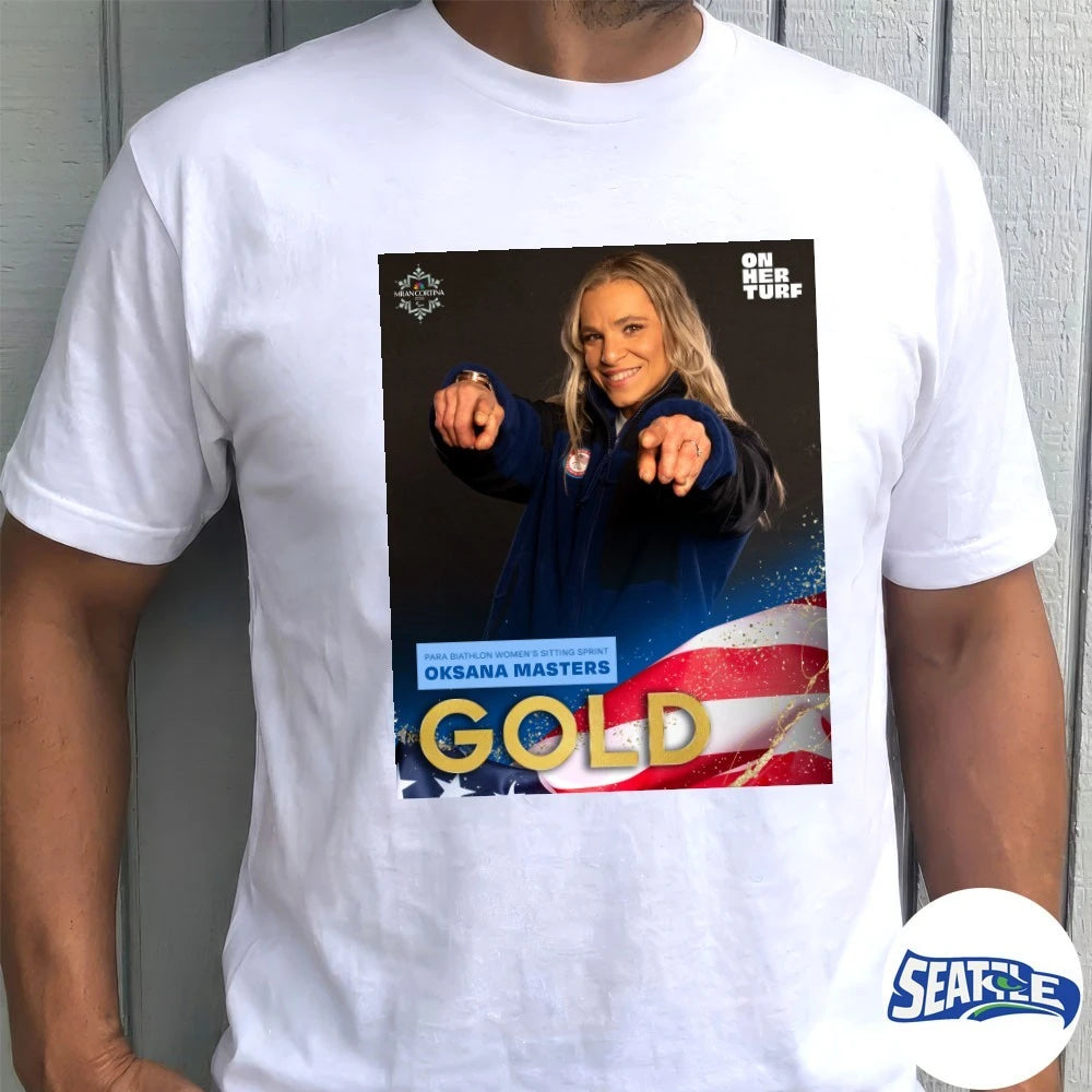 Official Para Biathlon Women’s Sitting Sprint Oksana Masters Gold Medal 2026 Poster t-shirt