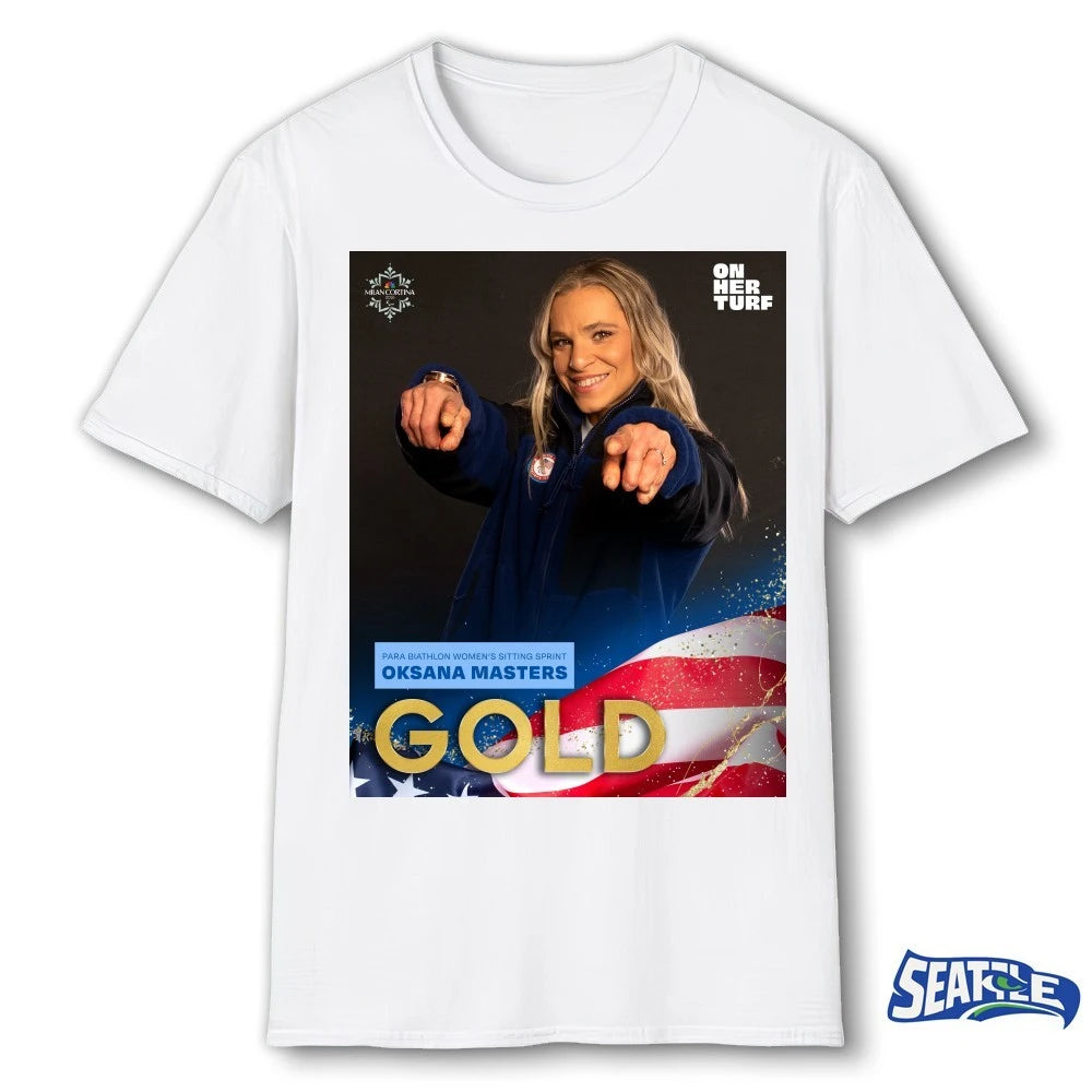 Official Para Biathlon Women’s Sitting Sprint Oksana Masters Gold Medal 2026 Poster t-shirt