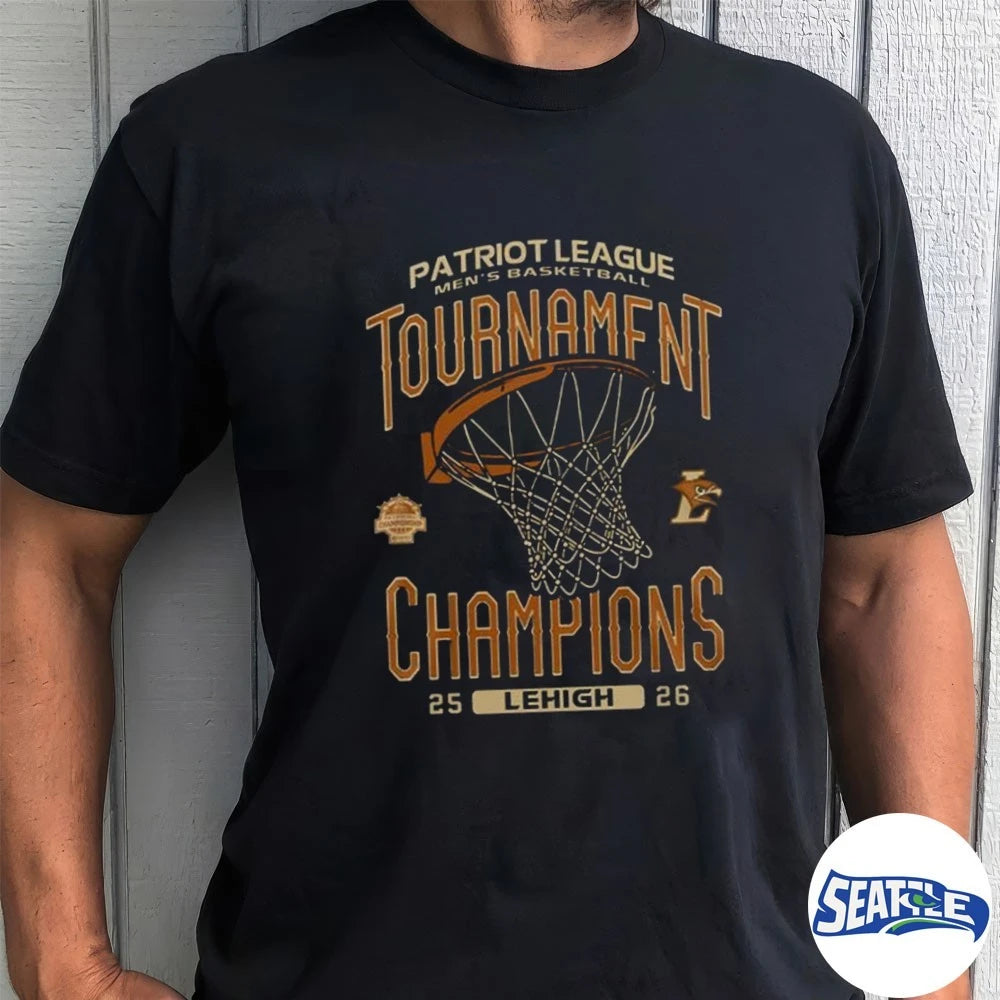 Official Patriot League Men’s Basketball Lehigh Mountain Hawks 2025-26 Tournament Champions t-shirt