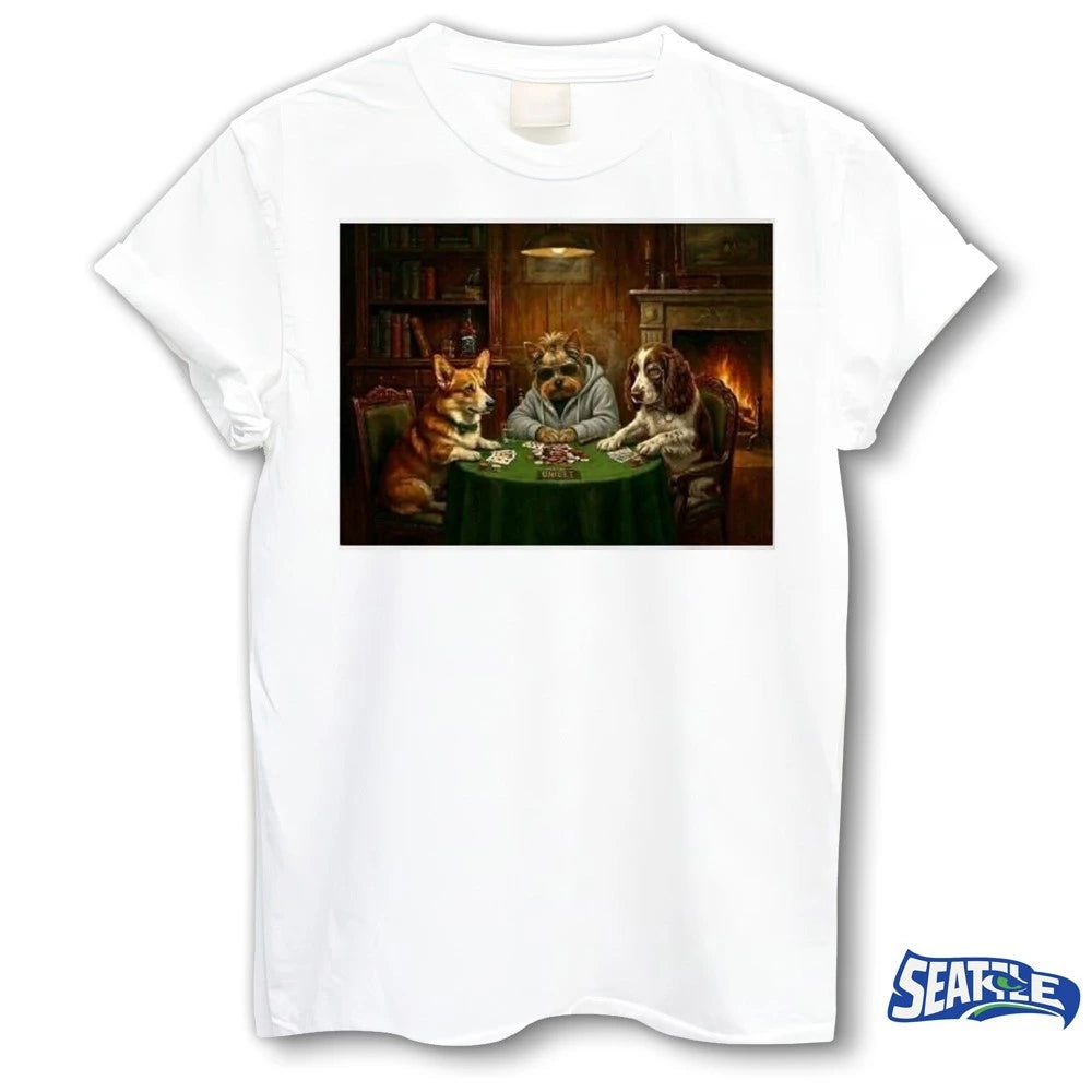 Official Peppah Otis And Hugo Dogs Playing Poker t-shirt