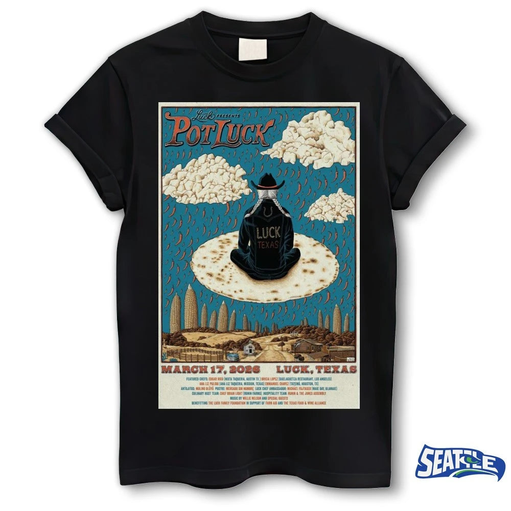 Official Poster Pot Luck Luck, Texas March 17 2026 t-shirt