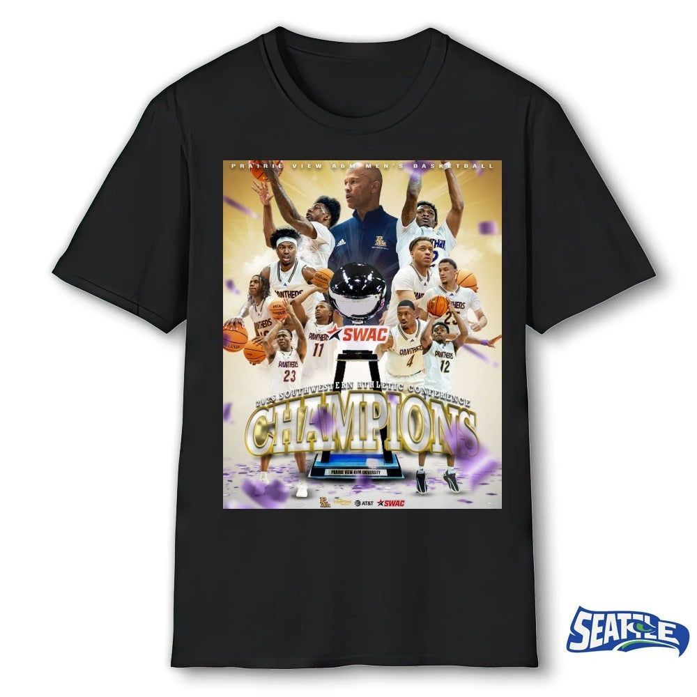 Official Prairie View A&amp;M Panthers 2026 SWAC Men’s Basketball Champions Poster t-shirt