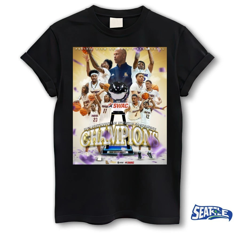 Official Prairie View A&amp;M Panthers 2026 SWAC Men’s Basketball Champions Poster t-shirt