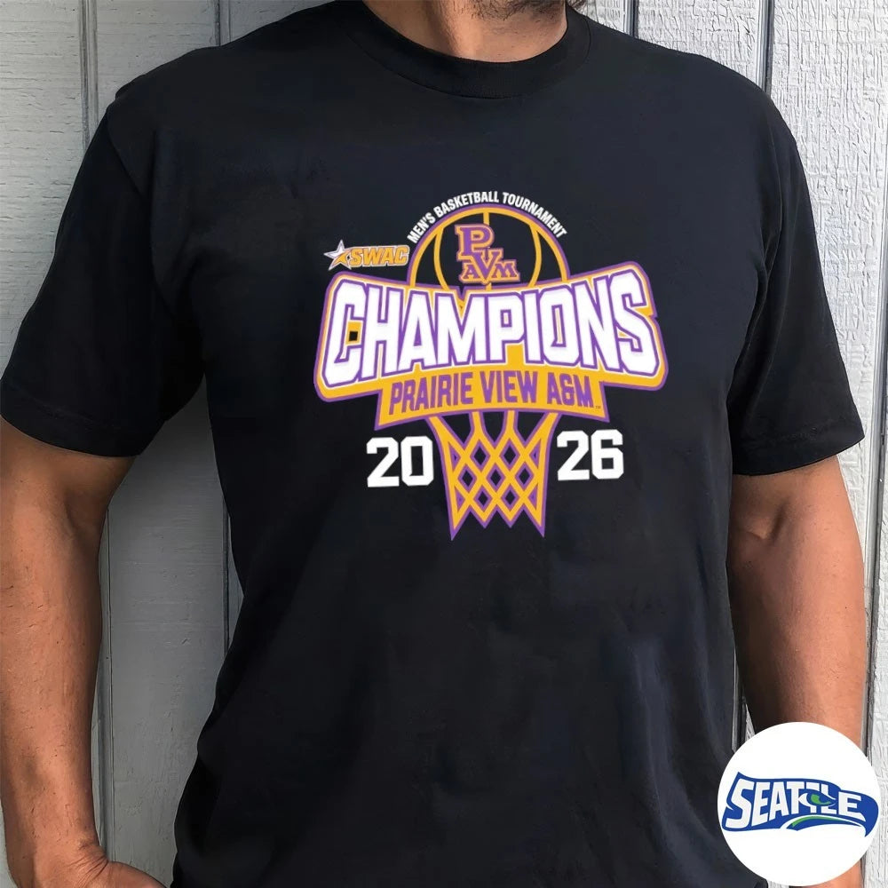 Official Prairie View A&amp;M Panthers 2026 SWAC Men’s Basketball Tournament Champions t-shirt