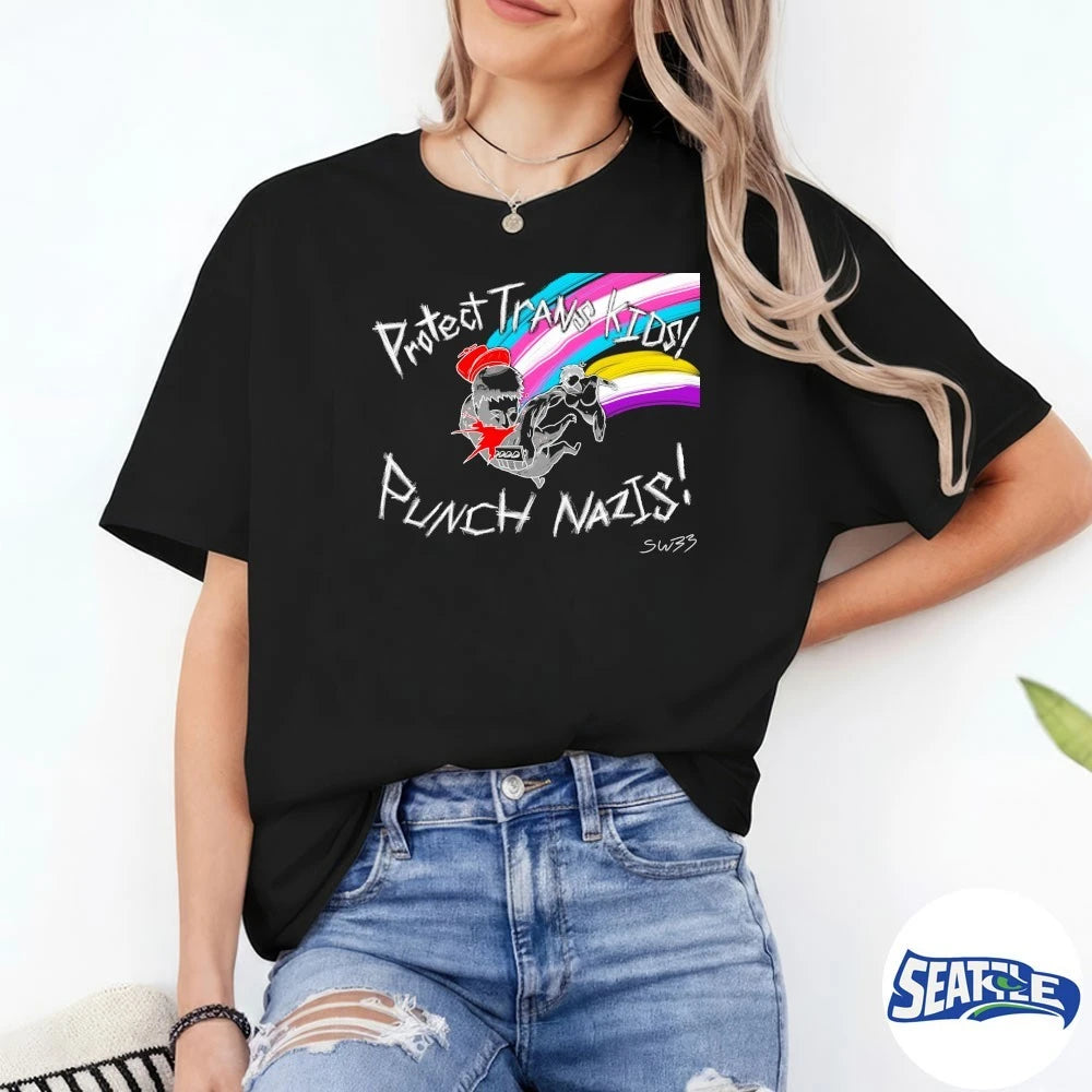 Official Protect Trans Kids Punch Nazis t-shirt