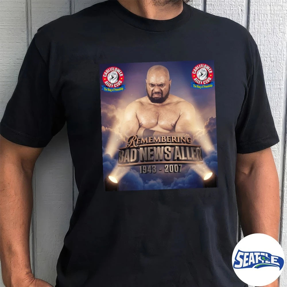 Official Remembering Bad News Allen 1943 – 2007 Cauliflower Alley Club Poster t-shirt