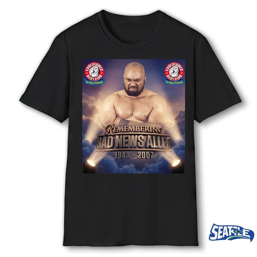 Official Remembering Bad News Allen 1943 – 2007 Cauliflower Alley Club Poster t-shirt