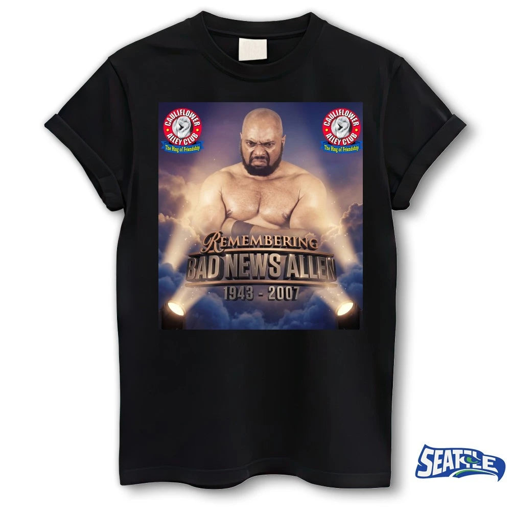 Official Remembering Bad News Allen 1943 – 2007 Cauliflower Alley Club Poster t-shirt