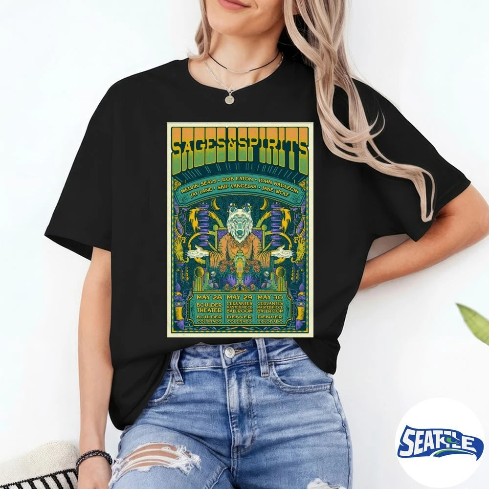 Official Sages And Spirits Colorado May 28 – 30 2026 Tour Poster t-shirt