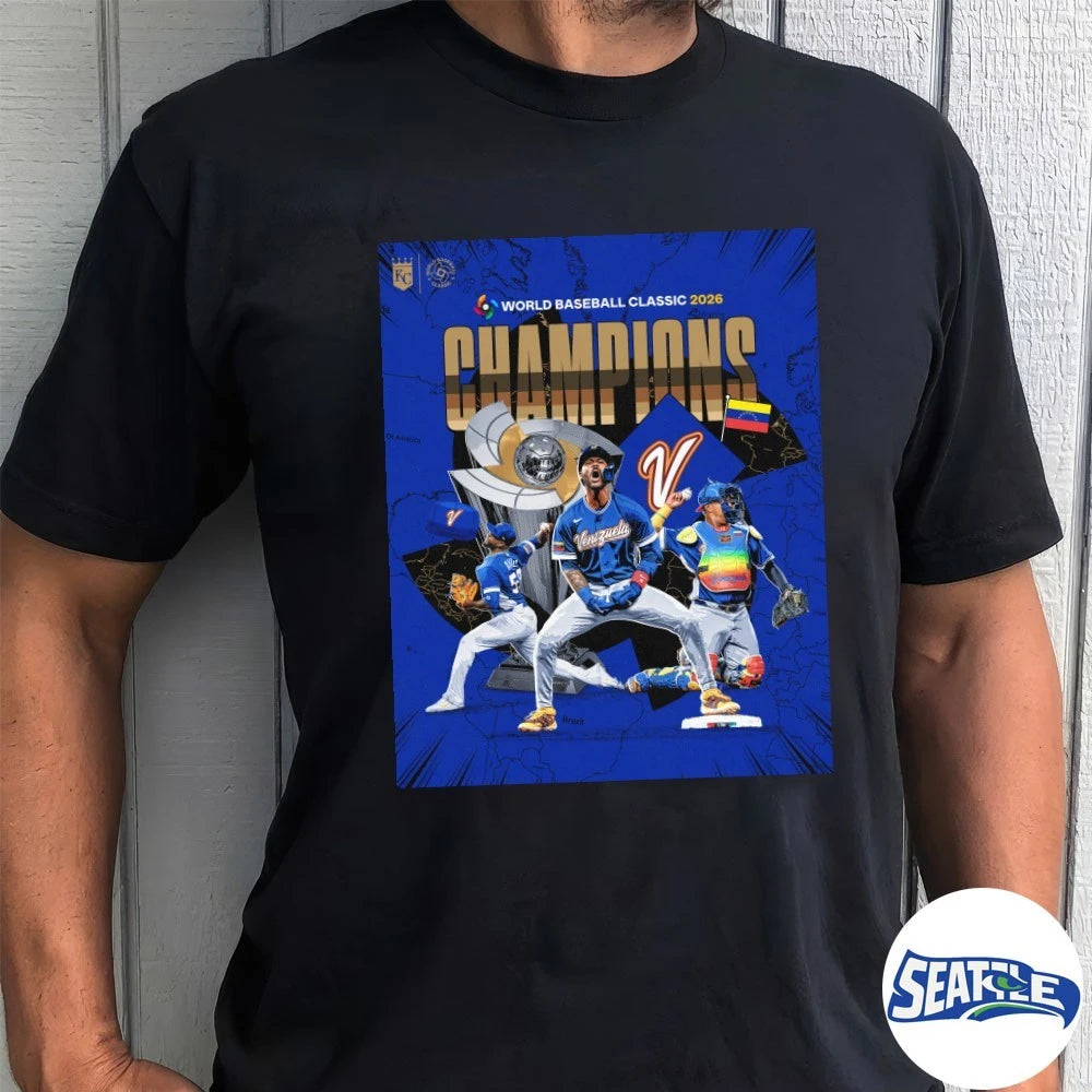Official Salvy, Maikel, and Luinder 2026 World Baseball Classic Champions Poster t-shirt