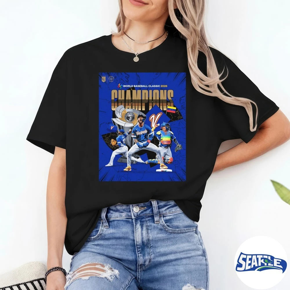 Official Salvy, Maikel, and Luinder 2026 World Baseball Classic Champions Poster t-shirt